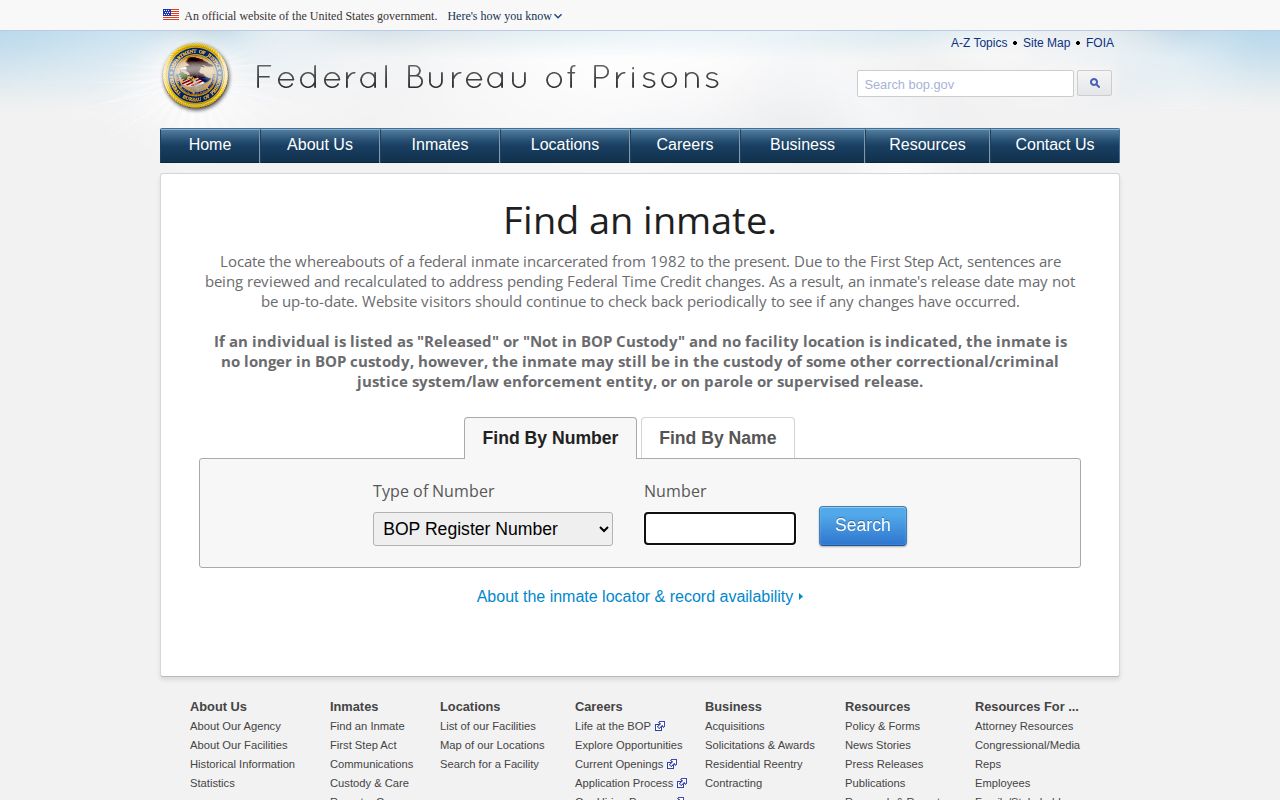 BOP federal inmate release search serving Clearwater County inquiries